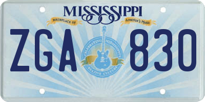 MS license plate ZGA830