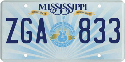 MS license plate ZGA833