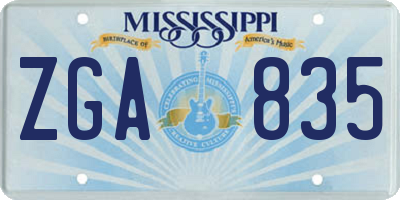 MS license plate ZGA835