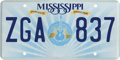 MS license plate ZGA837
