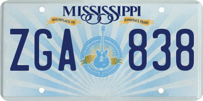 MS license plate ZGA838