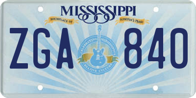 MS license plate ZGA840