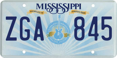 MS license plate ZGA845