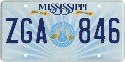 MS license plate ZGA846