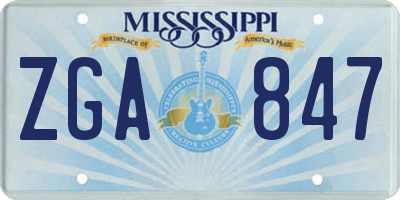 MS license plate ZGA847