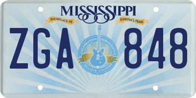 MS license plate ZGA848