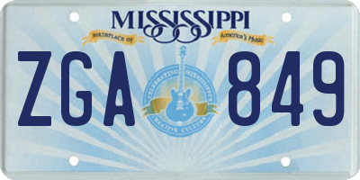 MS license plate ZGA849