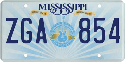 MS license plate ZGA854