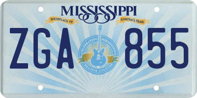 MS license plate ZGA855