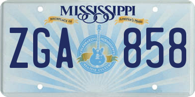 MS license plate ZGA858