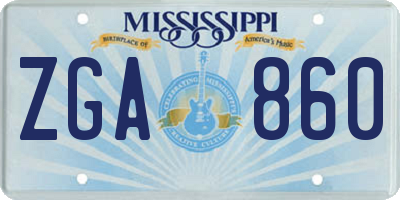 MS license plate ZGA860
