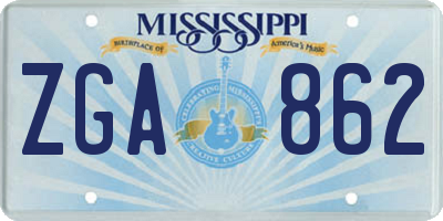 MS license plate ZGA862