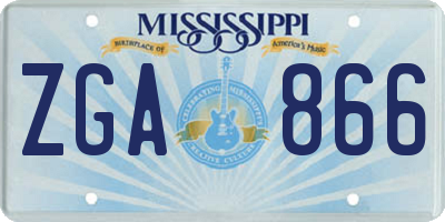 MS license plate ZGA866