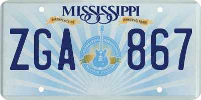 MS license plate ZGA867