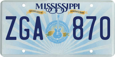 MS license plate ZGA870