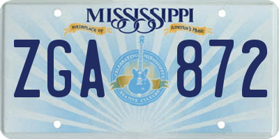 MS license plate ZGA872