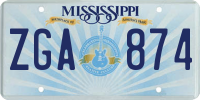 MS license plate ZGA874