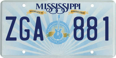 MS license plate ZGA881