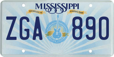 MS license plate ZGA890
