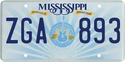 MS license plate ZGA893