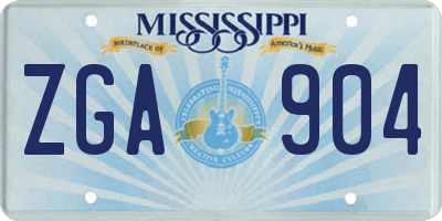 MS license plate ZGA904