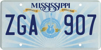 MS license plate ZGA907