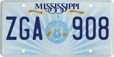 MS license plate ZGA908