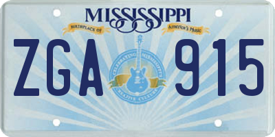MS license plate ZGA915