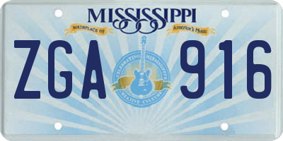 MS license plate ZGA916