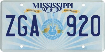 MS license plate ZGA920