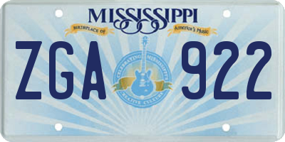 MS license plate ZGA922