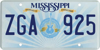 MS license plate ZGA925