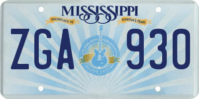 MS license plate ZGA930