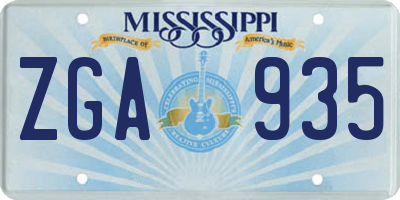 MS license plate ZGA935