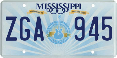 MS license plate ZGA945