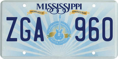 MS license plate ZGA960
