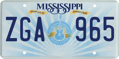 MS license plate ZGA965