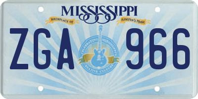MS license plate ZGA966
