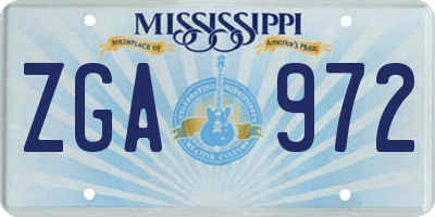 MS license plate ZGA972