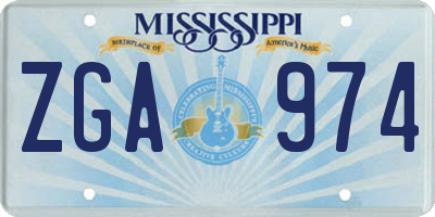 MS license plate ZGA974