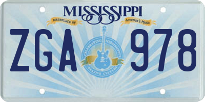 MS license plate ZGA978