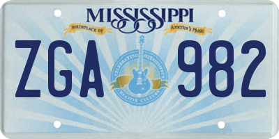 MS license plate ZGA982