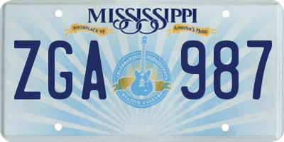 MS license plate ZGA987