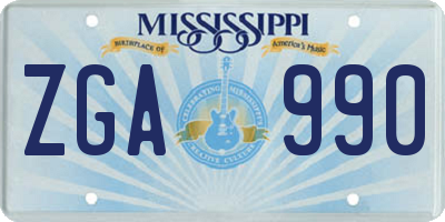 MS license plate ZGA990