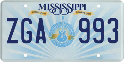 MS license plate ZGA993