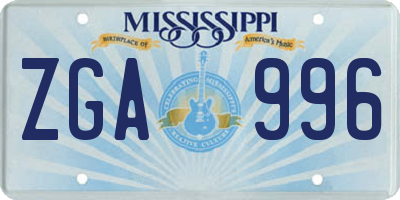MS license plate ZGA996
