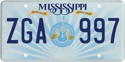 MS license plate ZGA997