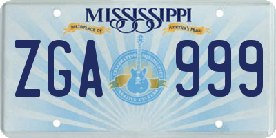 MS license plate ZGA999
