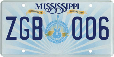 MS license plate ZGB006