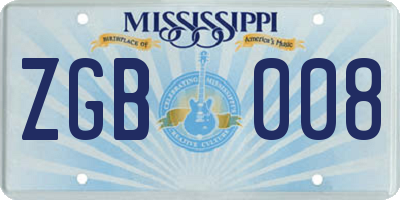 MS license plate ZGB008